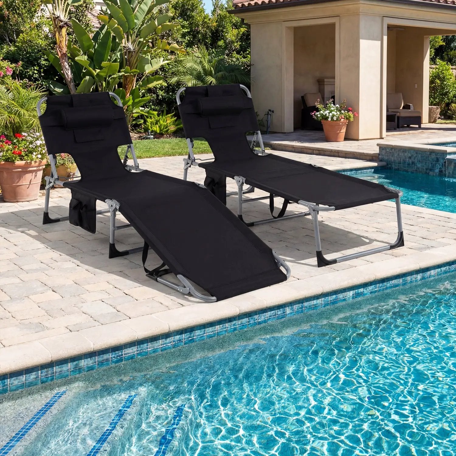 Adjustable Tanning Chaise Lounge Set of 2 with Face Hole by DirectDeals