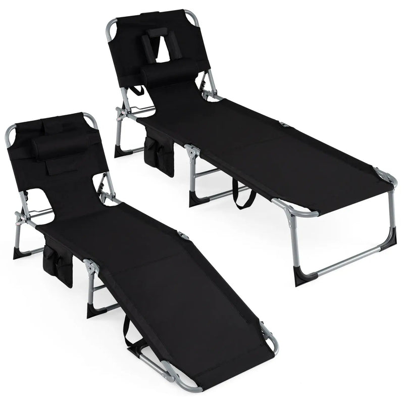Adjustable Tanning Chaise Lounge Set of 2 with Face Hole by DirectDeals