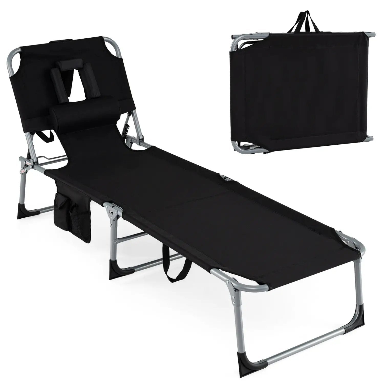Adjustable Tanning Chaise Lounge Set of 2 with Face Hole by DirectDeals