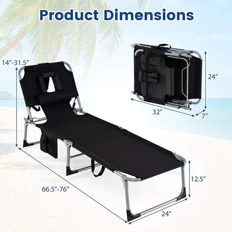 Adjustable Tanning Chaise Lounge Set of 2 with Face Hole by DirectDeals
