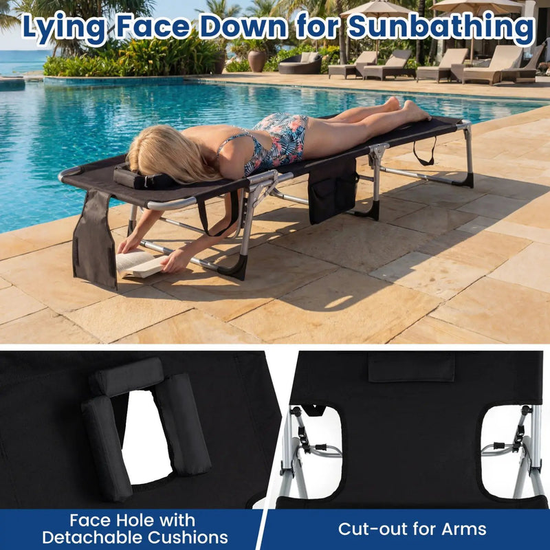 Adjustable Tanning Chaise Lounge Set of 2 with Face Hole by DirectDeals
