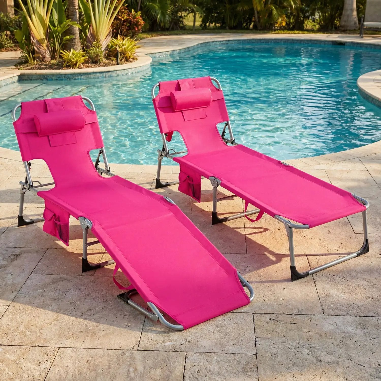 Adjustable Tanning Chaise Lounge Set of 2 with Face Hole by DirectDeals