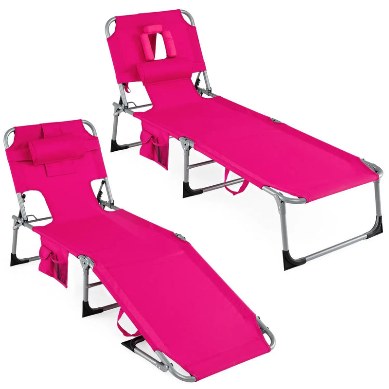 Adjustable Tanning Chaise Lounge Set of 2 with Face Hole by DirectDeals