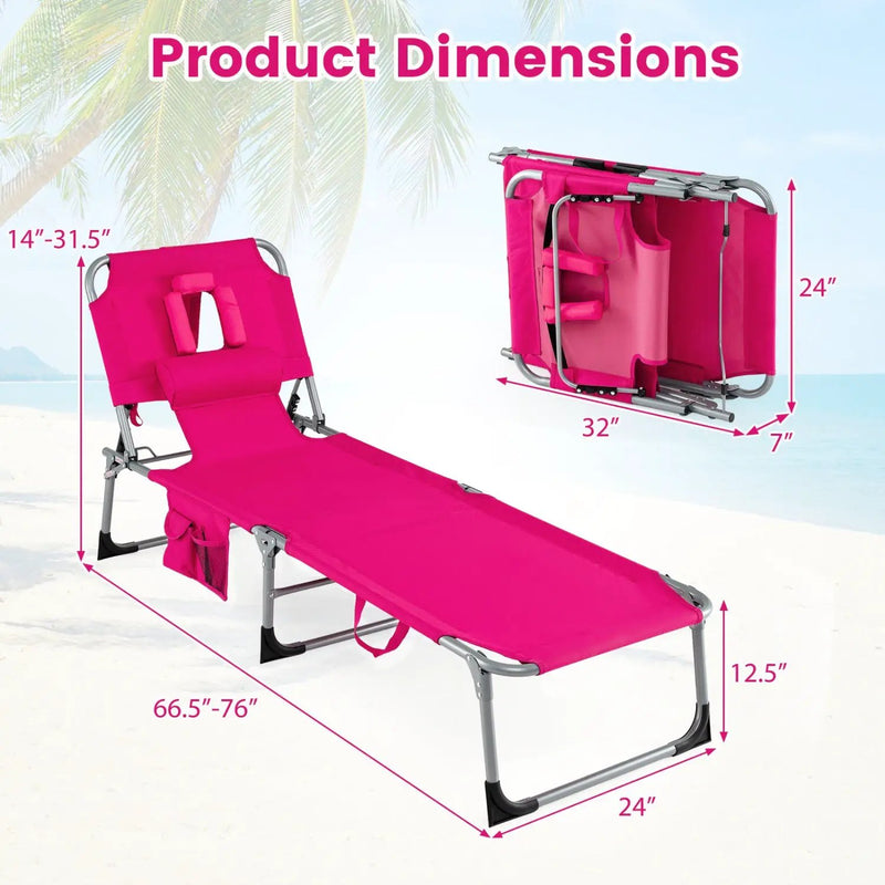 Adjustable Tanning Chaise Lounge Set of 2 with Face Hole by DirectDeals