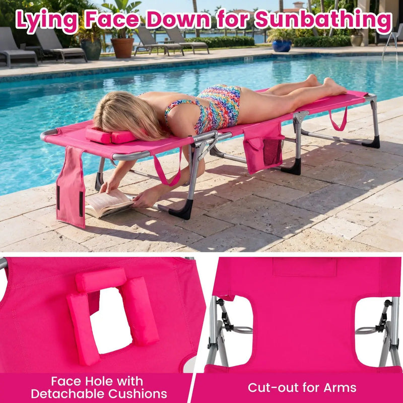 Adjustable Tanning Chaise Lounge Set of 2 with Face Hole by DirectDeals