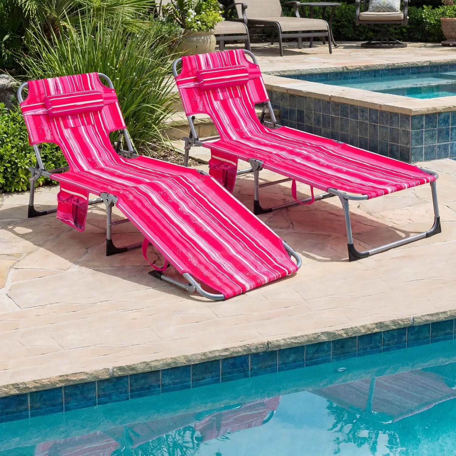 Adjustable Tanning Chaise Lounge Set of 2 with Face Hole by DirectDeals
