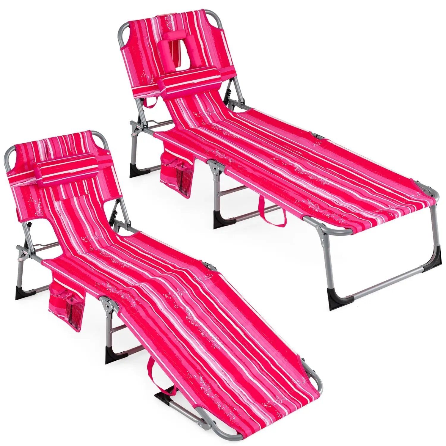 Adjustable Tanning Chaise Lounge Set of 2 with Face Hole by DirectDeals