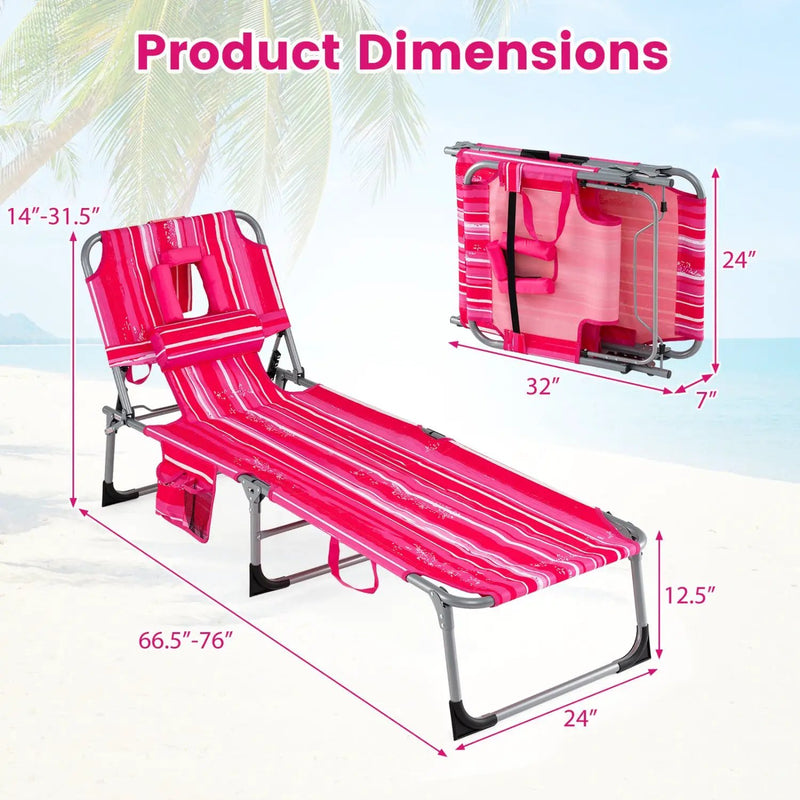 Adjustable Tanning Chaise Lounge Set of 2 with Face Hole by DirectDeals