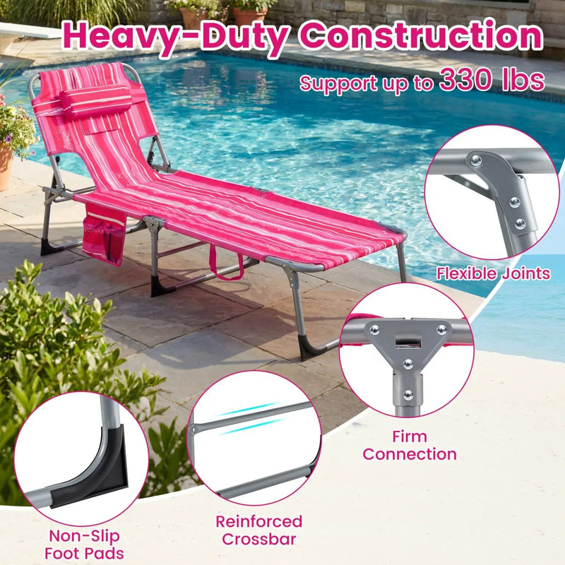 Adjustable Tanning Chaise Lounge Set of 2 with Face Hole by DirectDeals