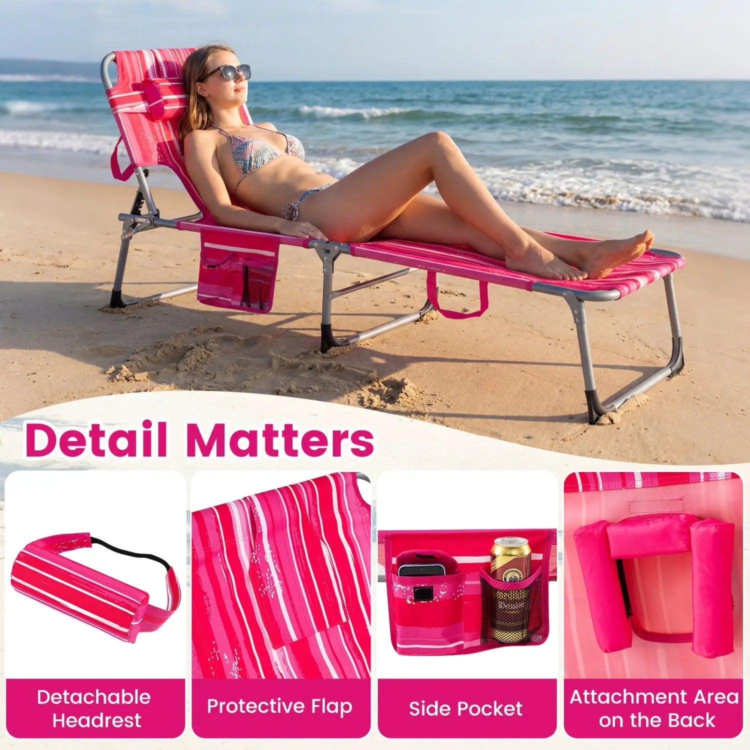Adjustable Tanning Chaise Lounge Set of 2 with Face Hole by DirectDeals