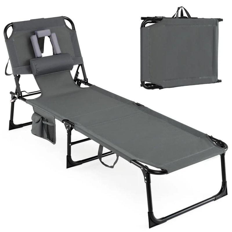 Adjustable Tanning Chaise Lounge Set of 2 with Face Hole by DirectDeals