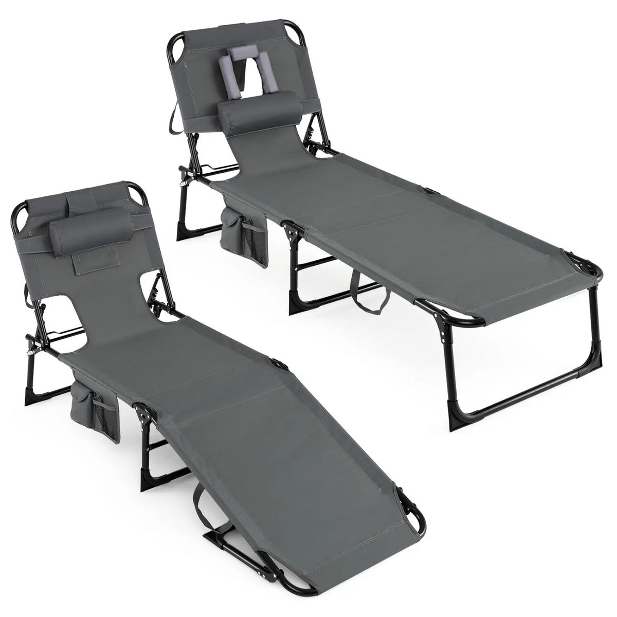 Adjustable Tanning Chaise Lounge Set of 2 with Face Hole, photo 3 of 48