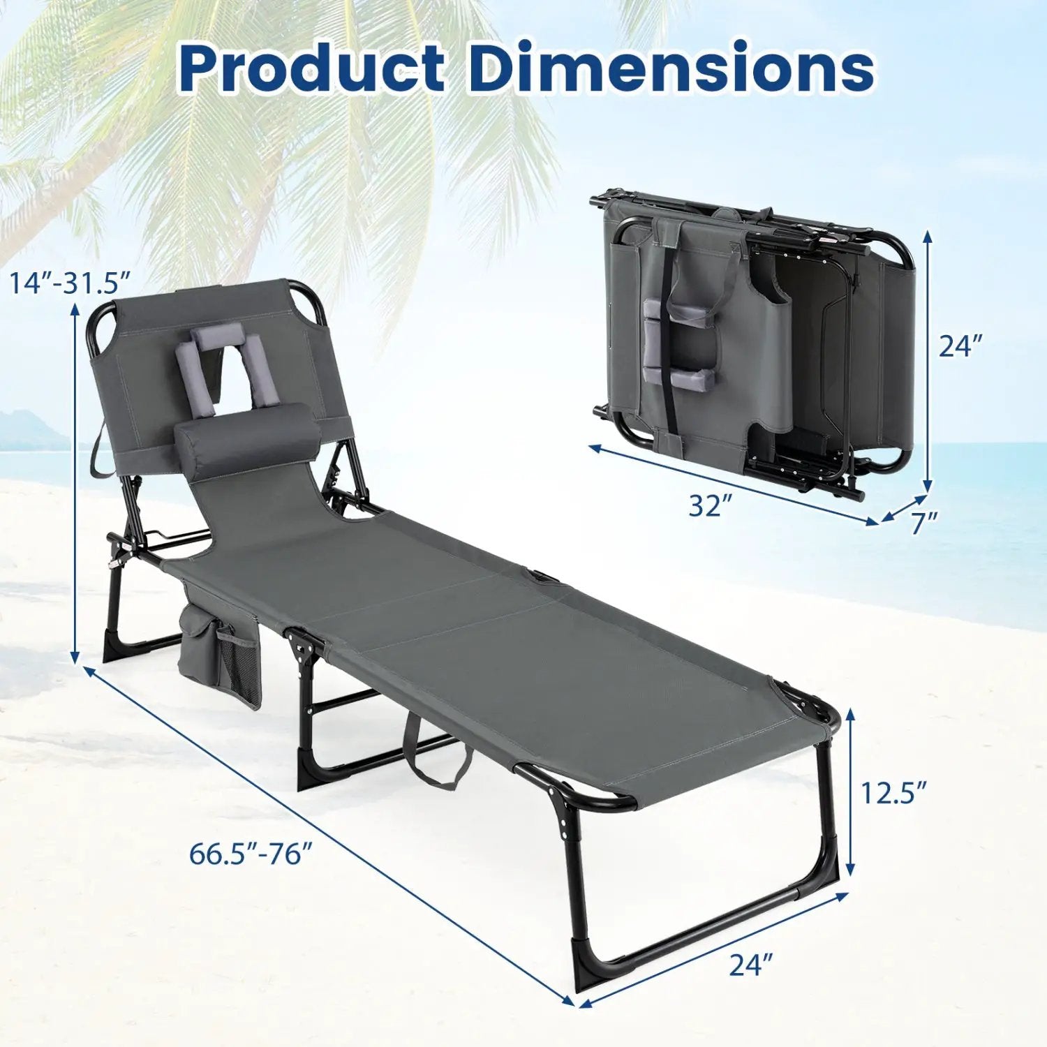 Adjustable Tanning Chaise Lounge Set of 2 with Face Hole by DirectDeals