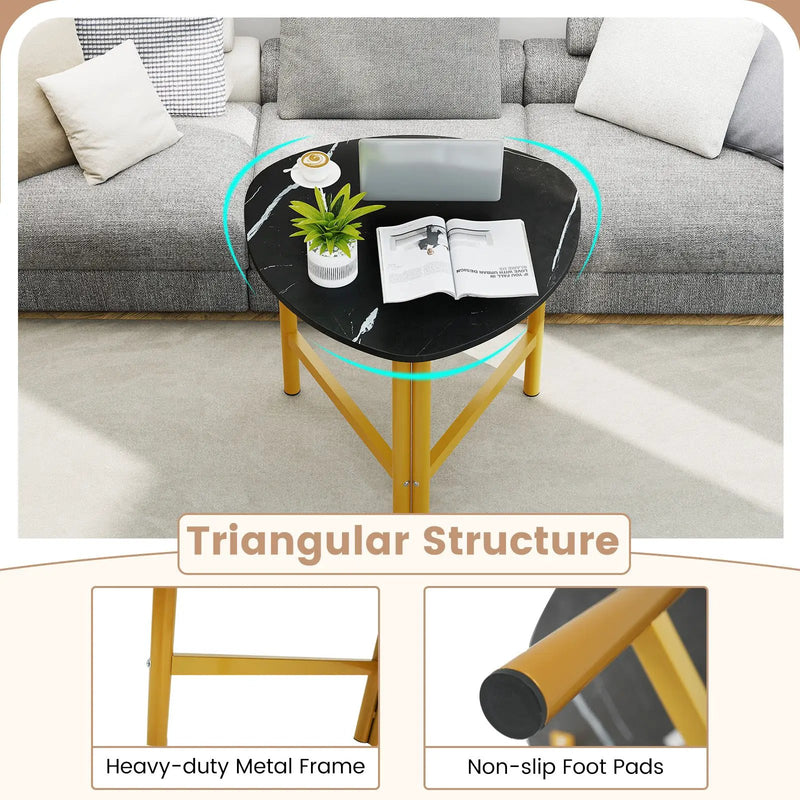 Set of 2 Triangle Coffee Table Oval with Metal Legs by DirectDeals