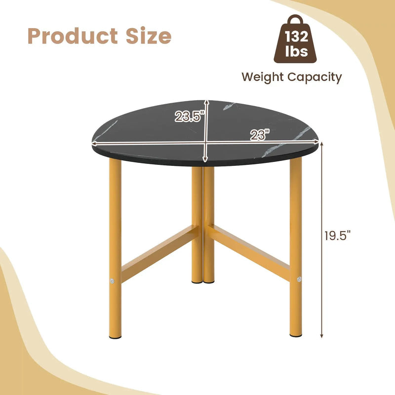 Set of 2 Triangle Coffee Table Oval with Metal Legs by DirectDeals