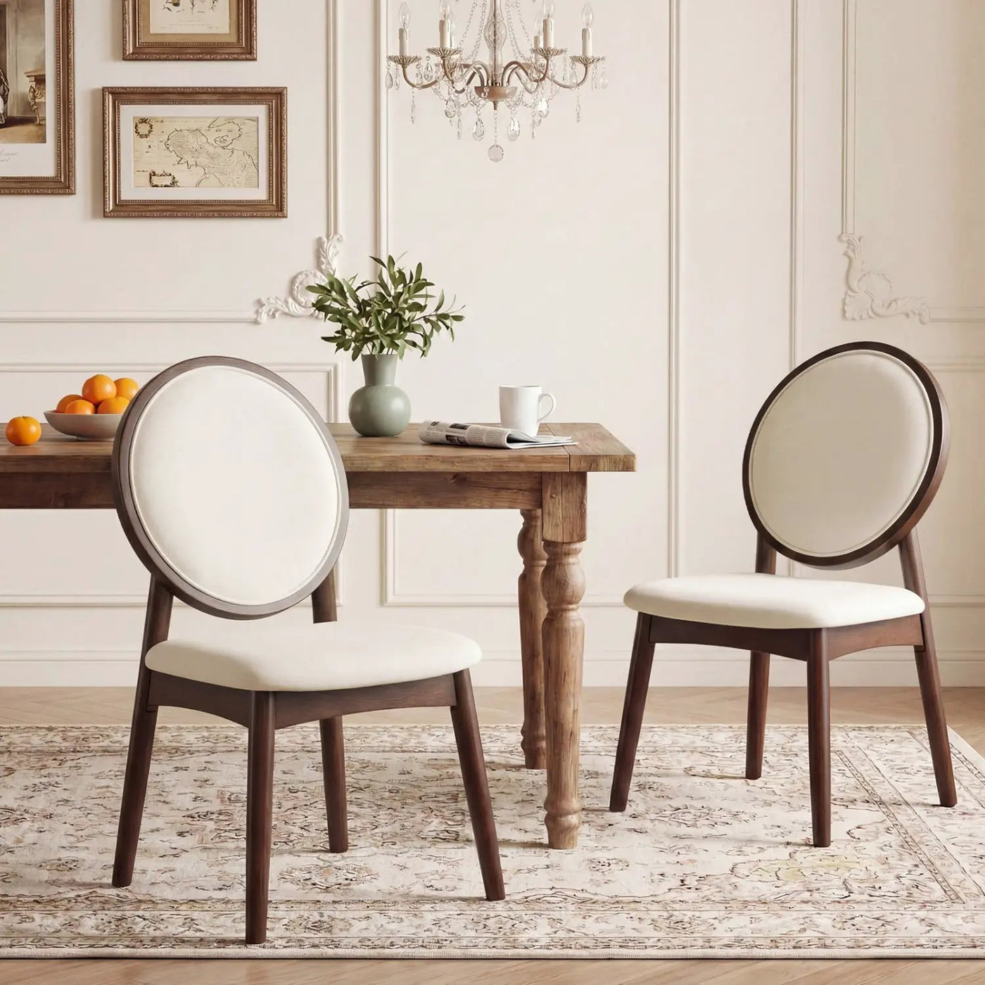 Set of 2 Upholstered Linen Fabric Kitchen Side Chairs with Padded Seat by DirectDeals