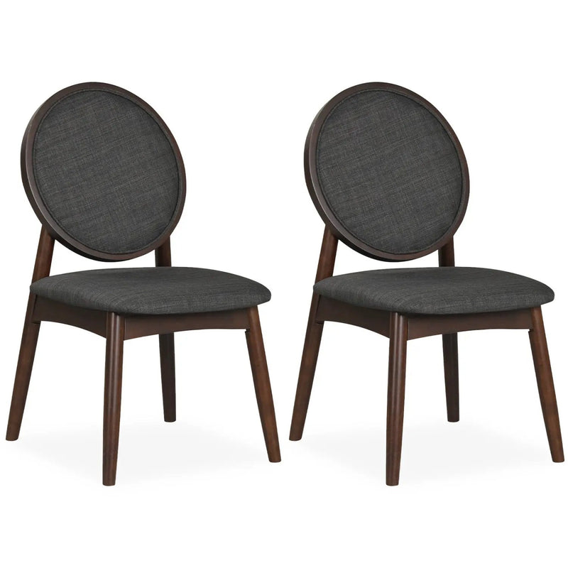 Set of 2 Upholstered Linen Fabric Kitchen Side Chairs with Padded Seat by DirectDeals