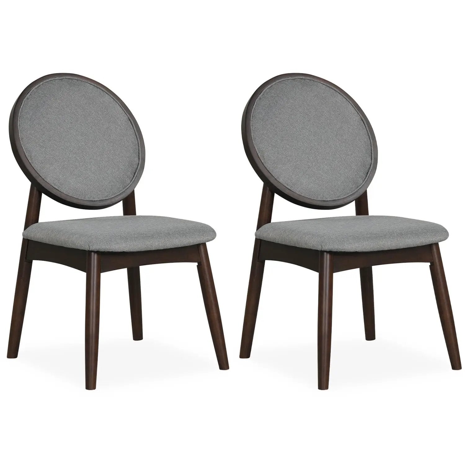 Set of 2 Upholstered Linen Fabric Kitchen Side Chairs with Padded Seat by DirectDeals