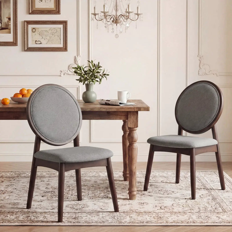 Set of 2 Upholstered Linen Fabric Kitchen Side Chairs with Padded Seat by DirectDeals