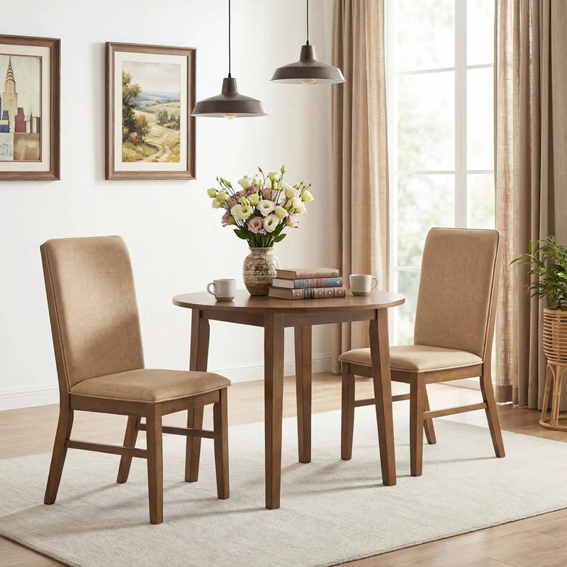 Set of 2 Upholstered Dining Chairs with Solid Rubber Wood Legs by DirectDeals