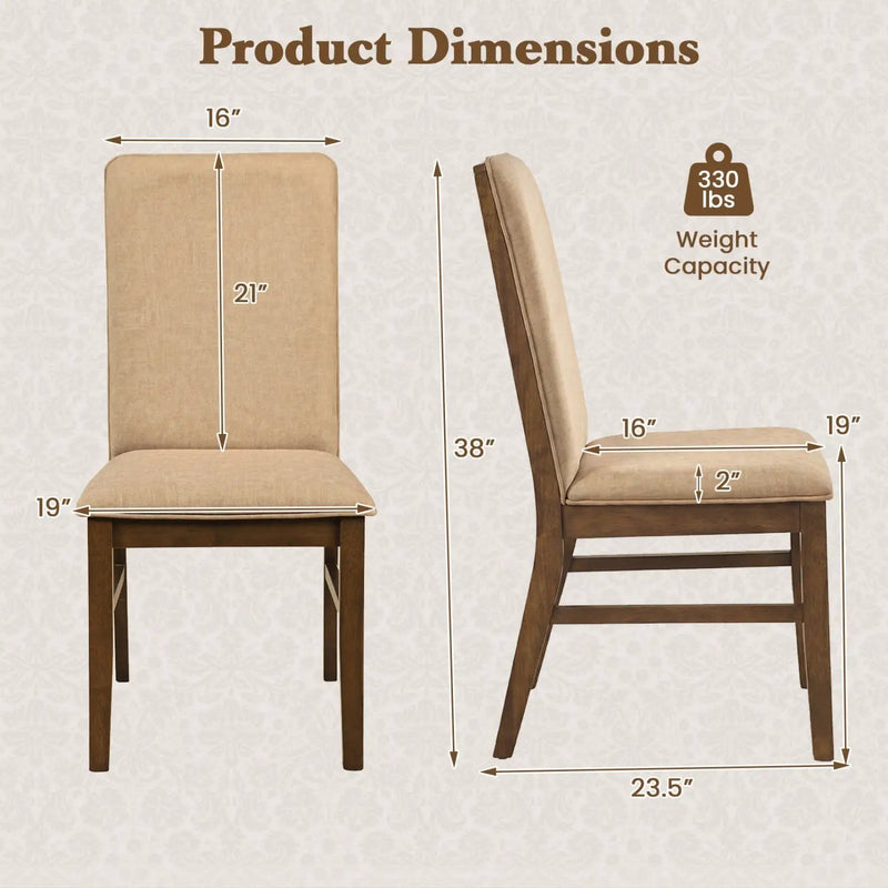 Set of 2 Upholstered Dining Chairs with Solid Rubber Wood Legs by DirectDeals