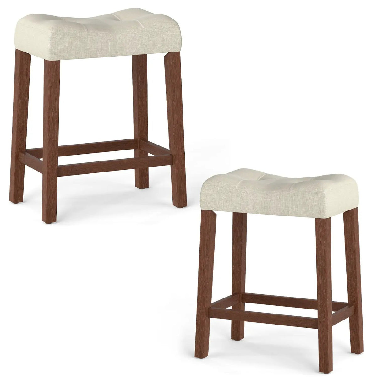Set of 2 Upholstered Counter Height Bar Stool with Curved Saddle-Seat, photo 2 of 15