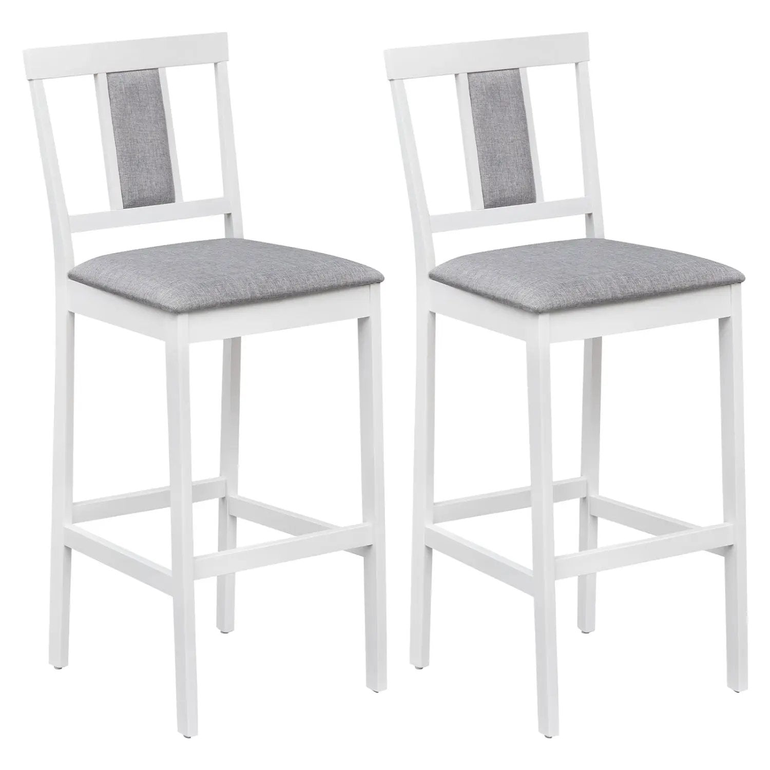 Set of 2 Upholstered Barstool 29.5 Inch Bar Height with Solid Rubber Wood Frame by DirectDeals