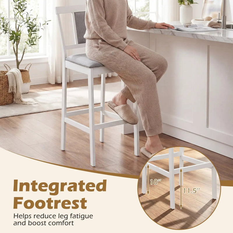 Set of 2 Upholstered Barstool 29.5 Inch Bar Height with Solid Rubber Wood Frame by DirectDeals