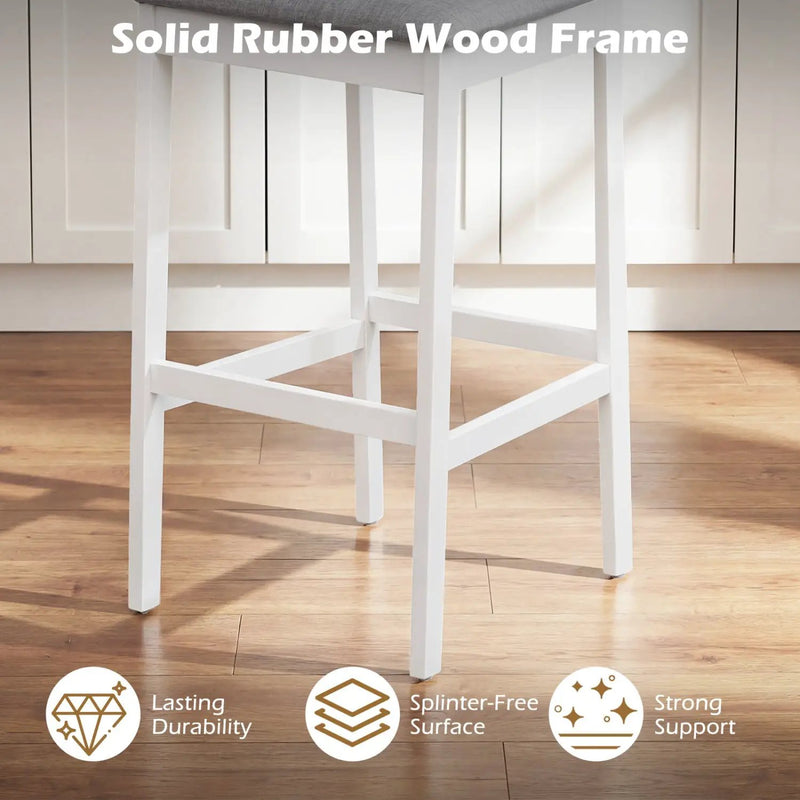 Set of 2 Upholstered Barstool 29.5 Inch Bar Height with Solid Rubber Wood Frame by DirectDeals