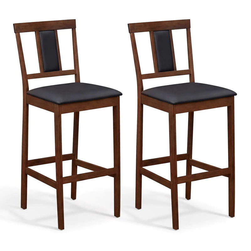 Set of 2 Upholstered Barstool 29.5 Inch Bar Height with Solid Rubber Wood Frame by DirectDeals