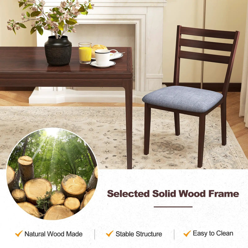 Set of 2 Upholstered Armless Kitchen Chair with Solid Rubber Wood Frame by DirectDeals