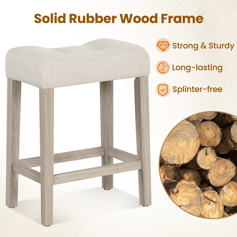 Set of 2 Upholstered Counter Height Bar Stool with Curved Saddle-Seat by DirectDeals