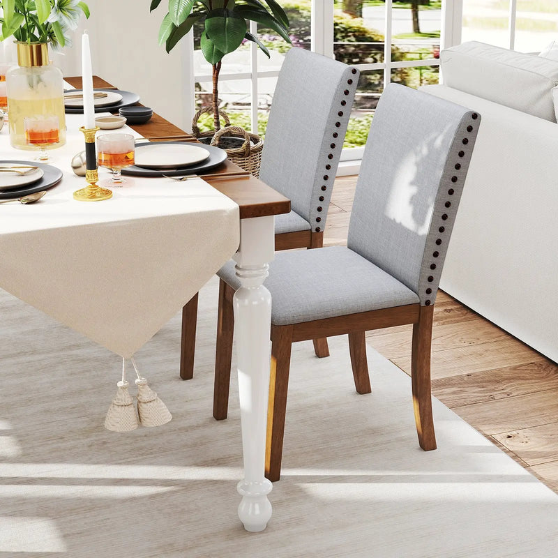 Set of 2 Upholstered Dining Chairs with Padded Seat for Living Room-Walnut by DirectDeals