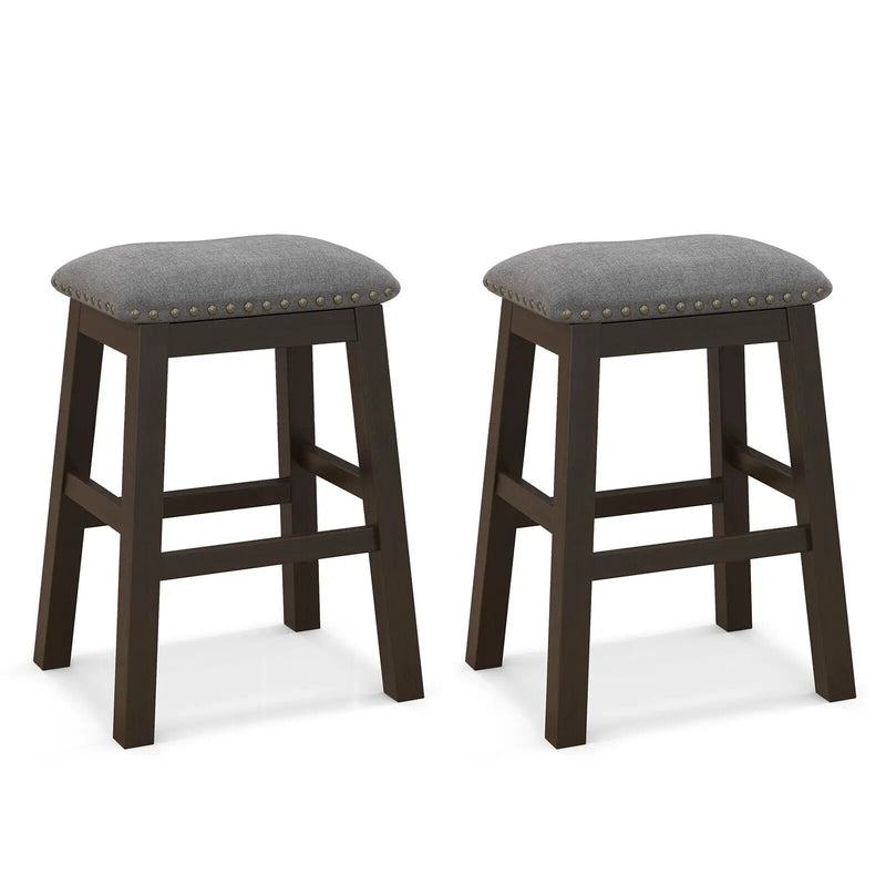2 Piece 24.5 Inch Counter Height Bar Stool Set with Padded Seat-Gray by DirectDeals