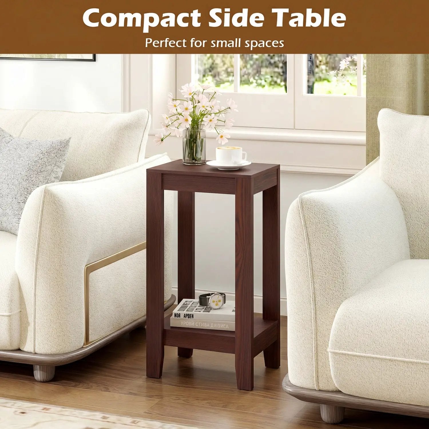 2-Tier End Tables with Storage Shelf, Set of 2 by DirectDeals
