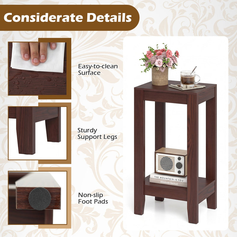 2-Tier End Tables with Storage Shelf, Set of 2 by DirectDeals