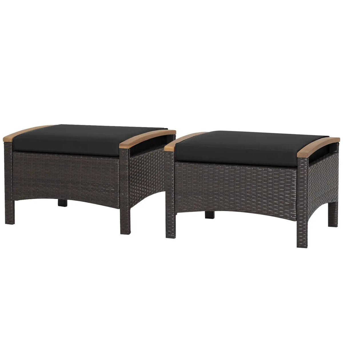 Wicker Patio Ottoman Set of 2 with Cushion by DirectDeals