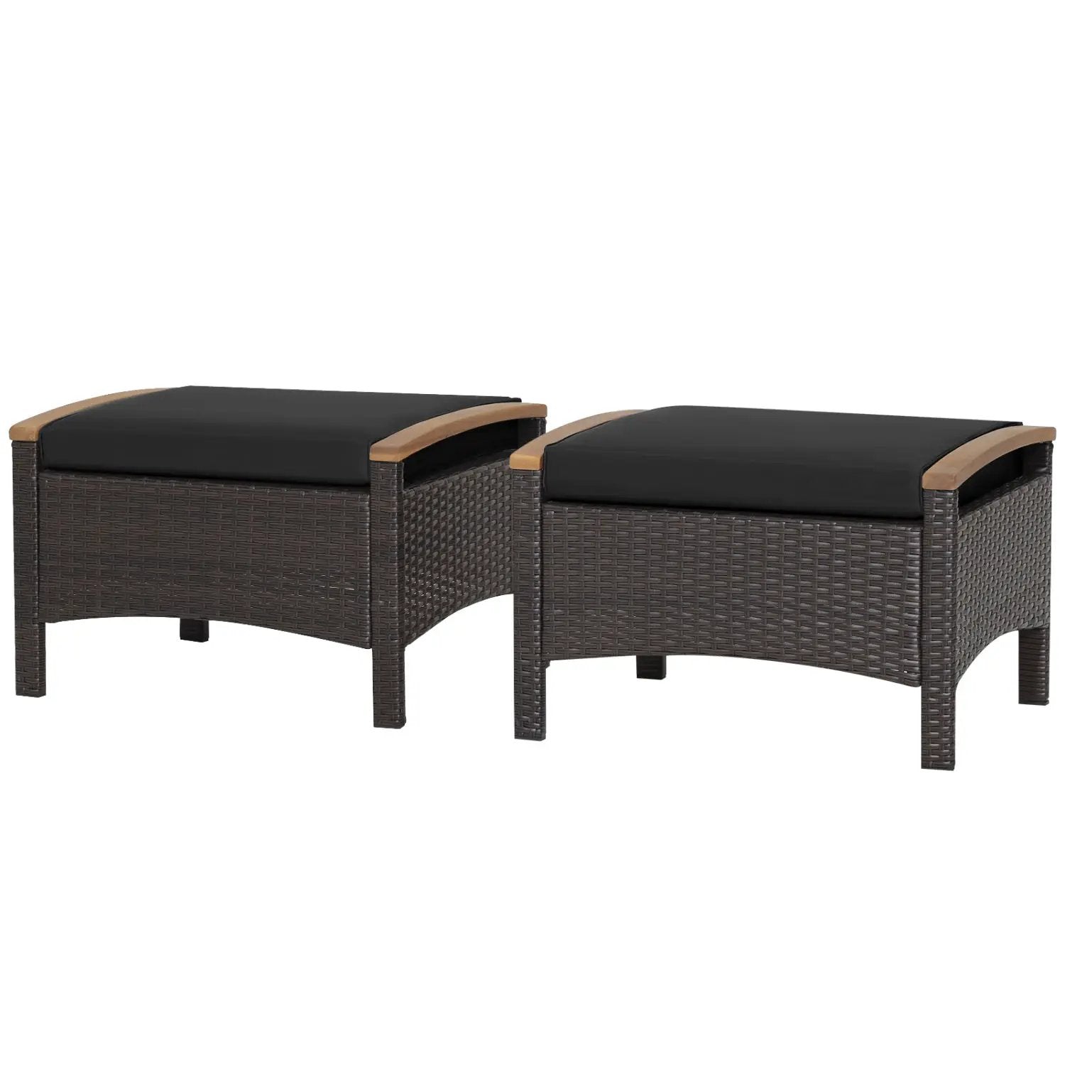 Wicker Patio Ottoman Set of 2 with Cushion by DirectDeals