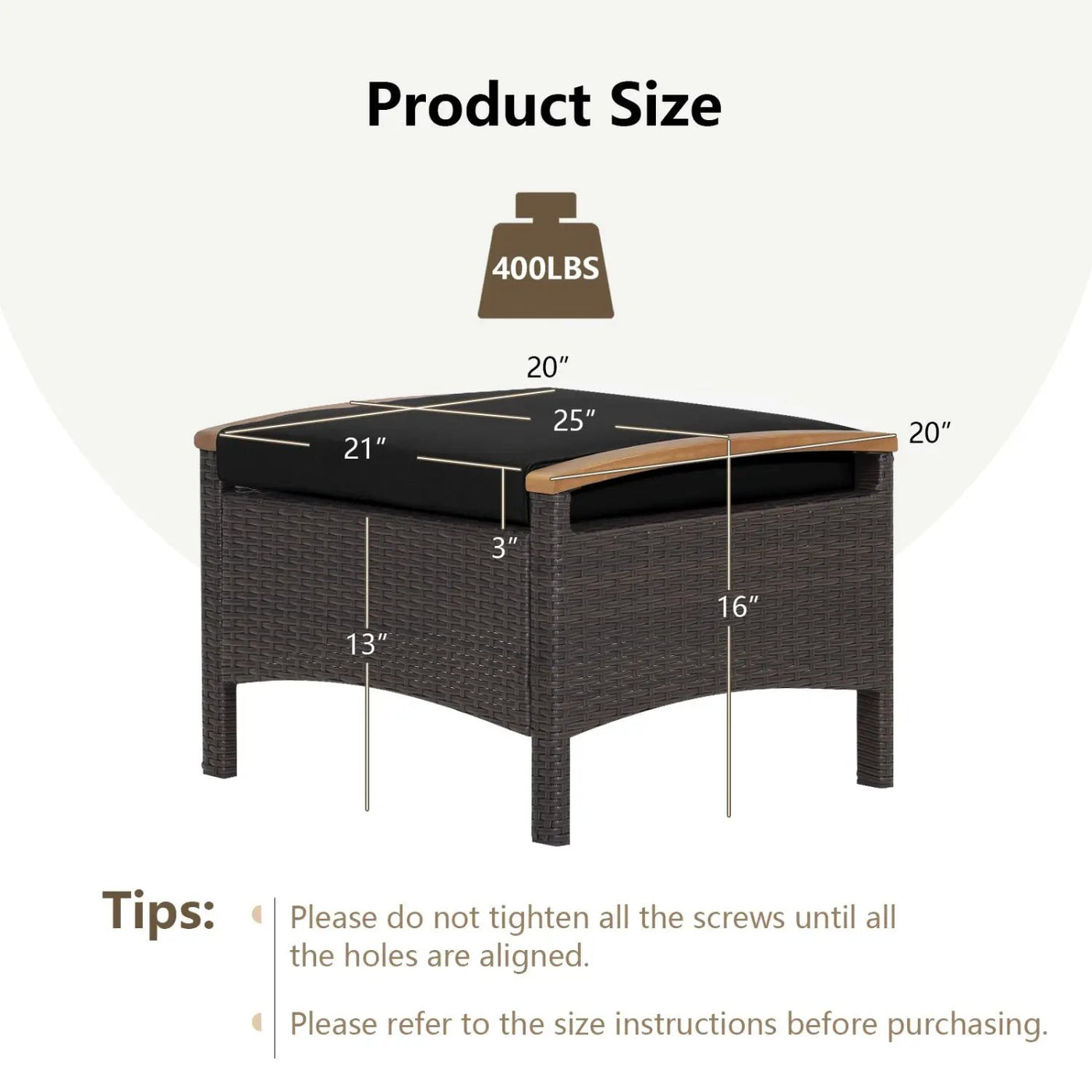 Wicker Patio Ottoman Set of 2 with Cushion by DirectDeals