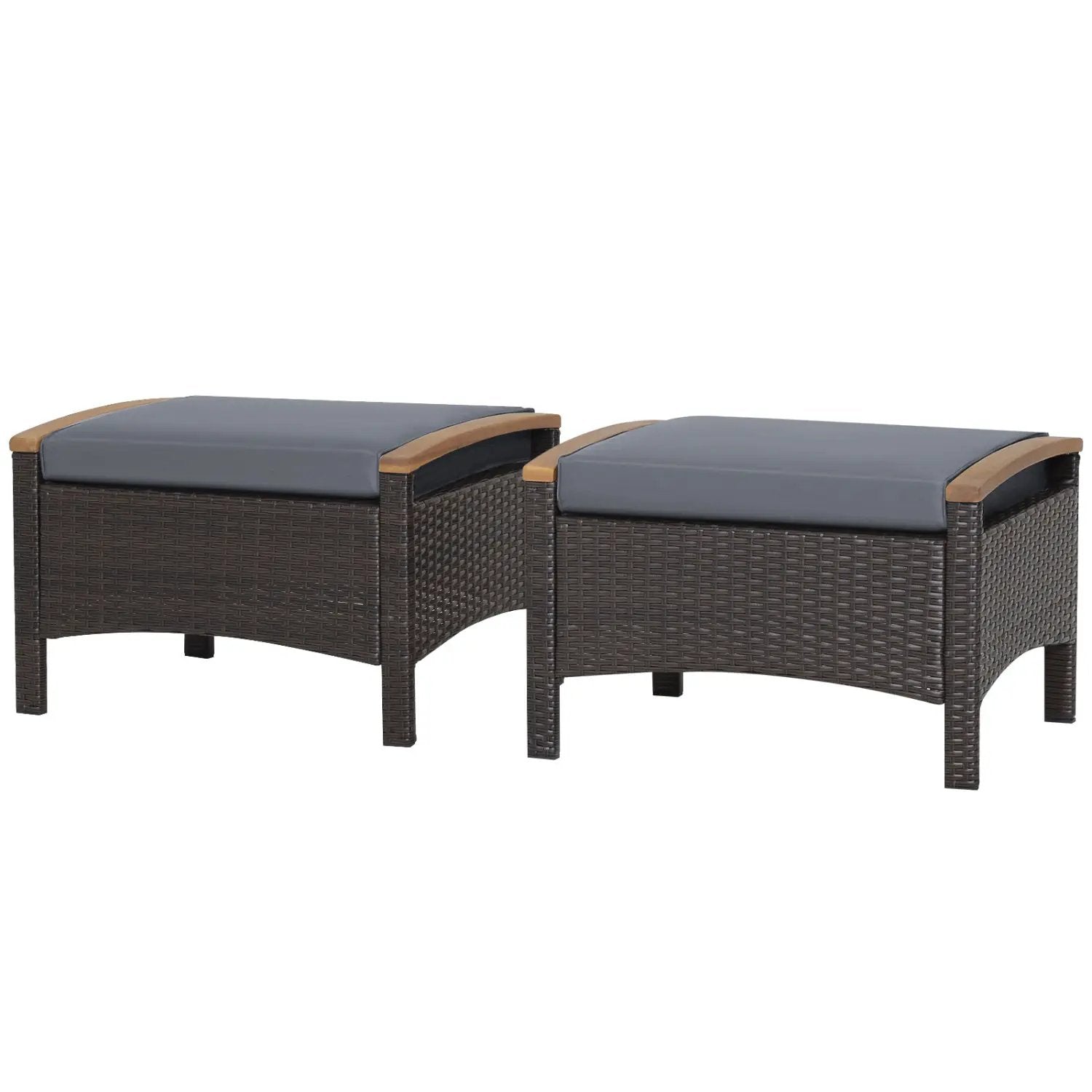 Wicker Patio Ottoman Set of 2 with Cushion by DirectDeals