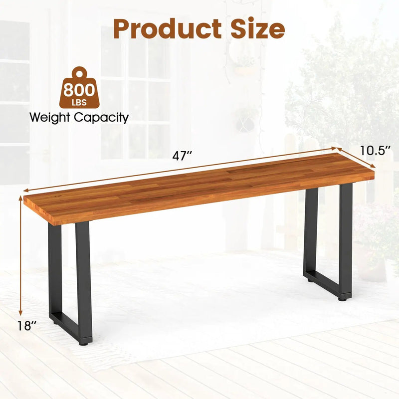 Acacia Wood Patio Bench Set of 2, 47.5" Outdoor Dining Bench by DirectDeals