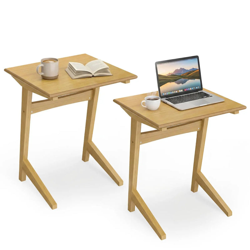 C-Shaped End Table Set of 2 with Wood Veneer Top by DirectDeals