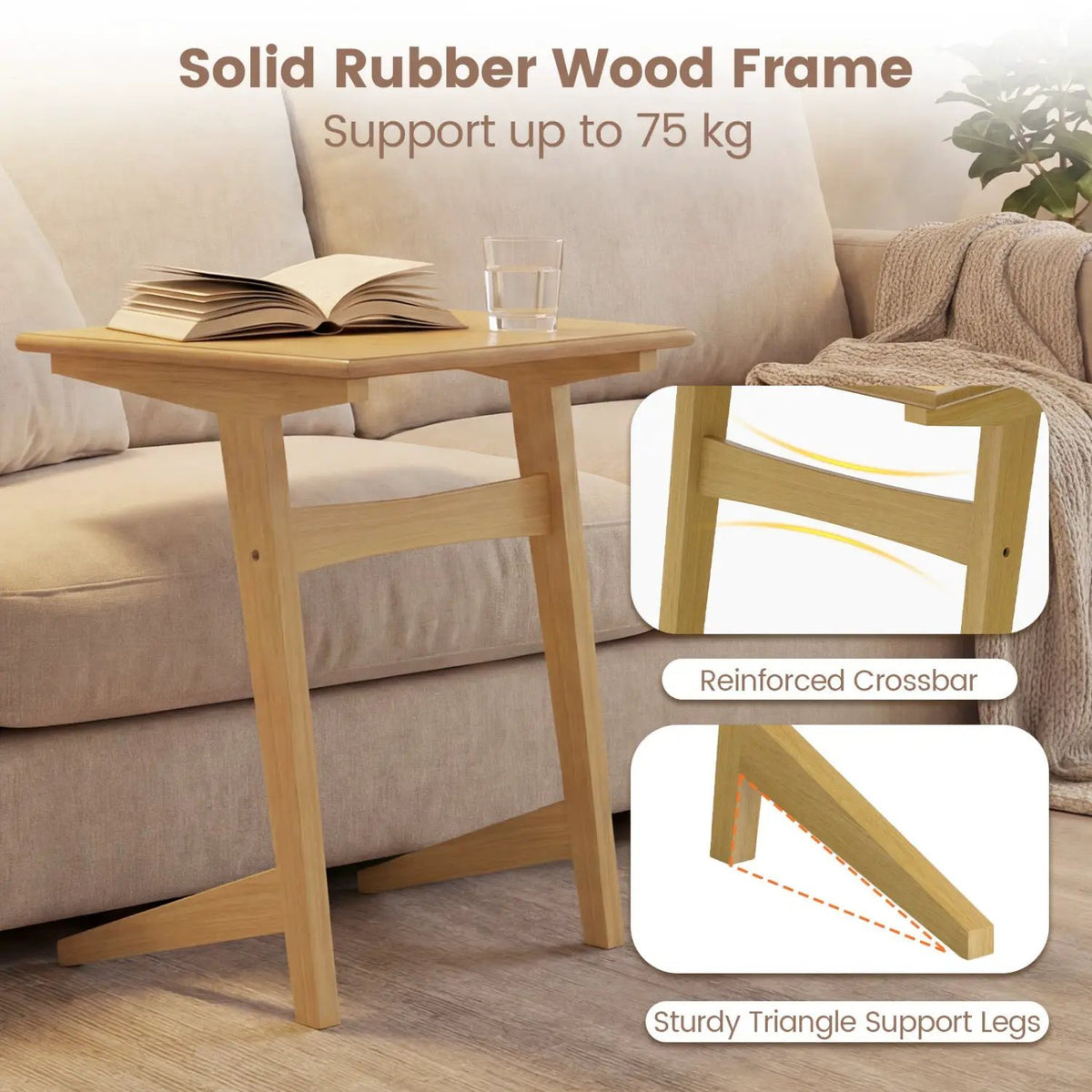C-Shaped End Table Set of 2 with Wood Veneer Top, photo 6 of 16
