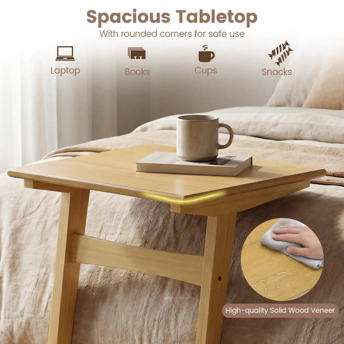C-Shaped End Table Set of 2 with Wood Veneer Top, photo 8 of 16