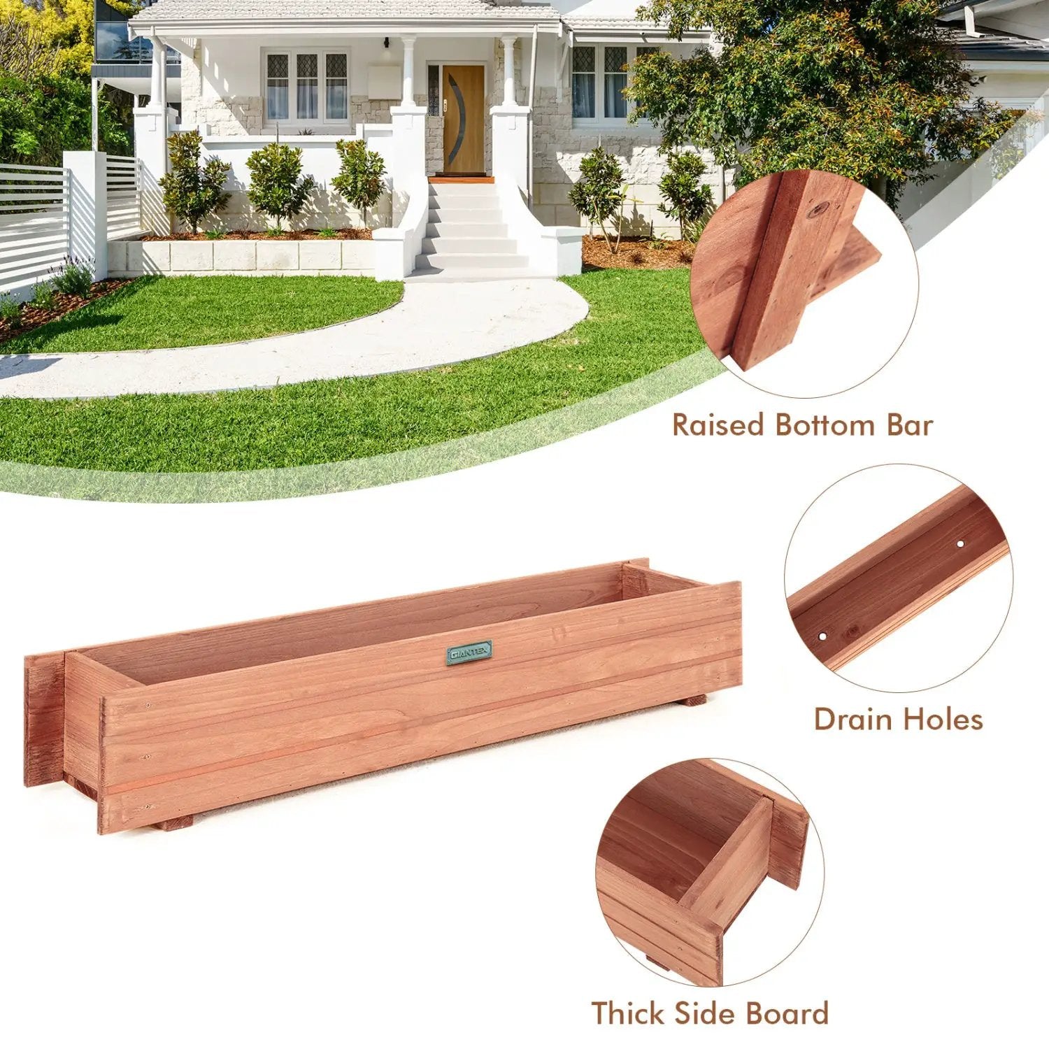 Wooden Raised Garden Bed Planter Box Set of 2 - Brown by DirectDeals