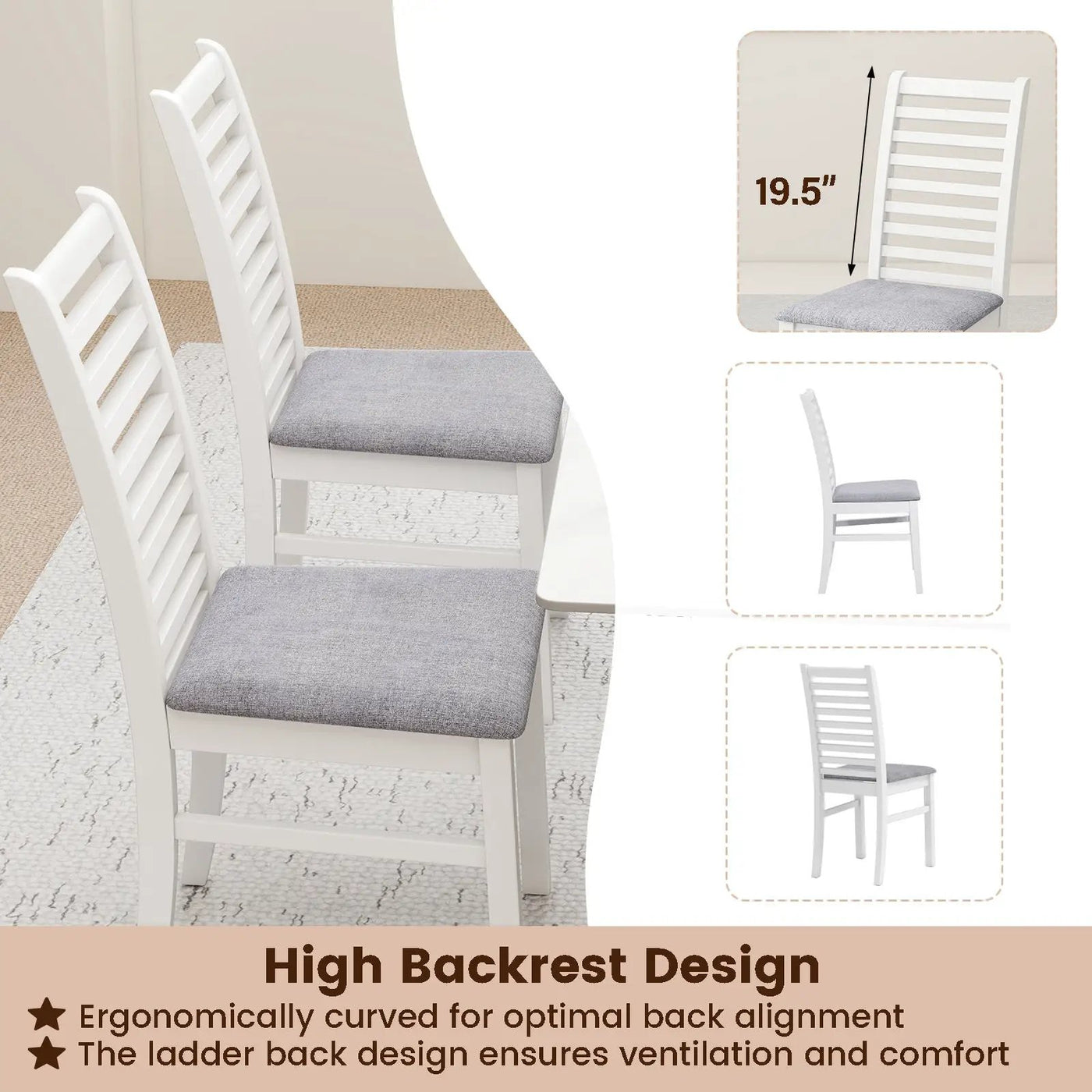 Set of 2 Wooden Dining Chair with Rubber Wood Legs for Living Room by DirectDeals