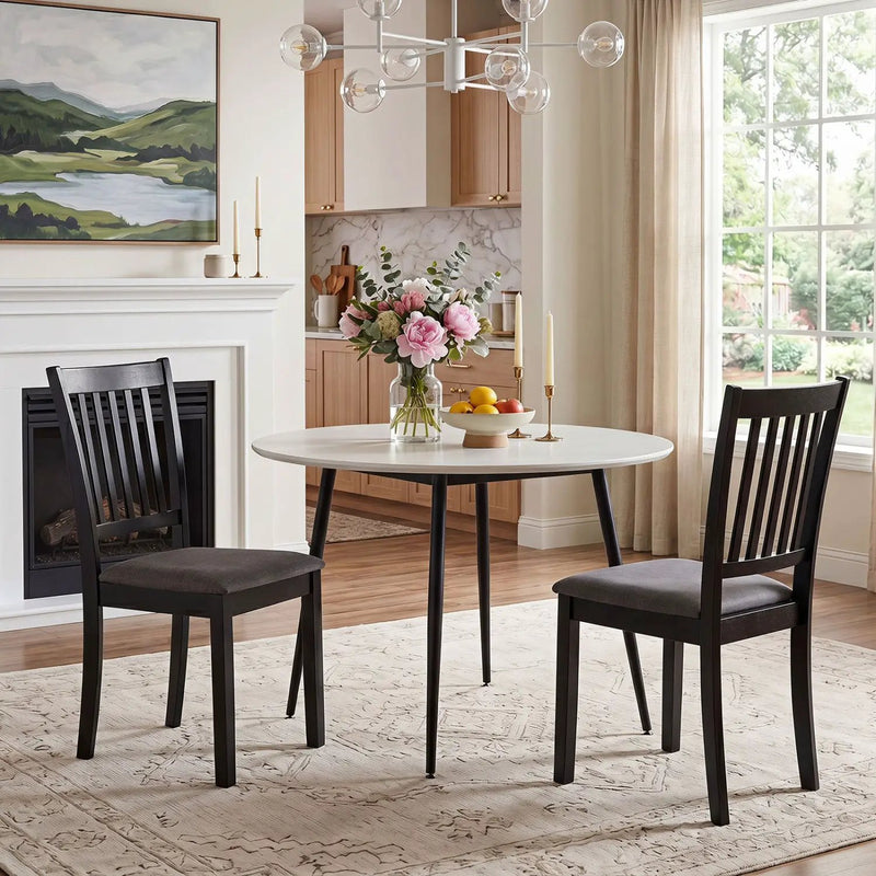 Upholstered Dining Chairs Set of 2 with Rubber Wood Frame by DirectDeals