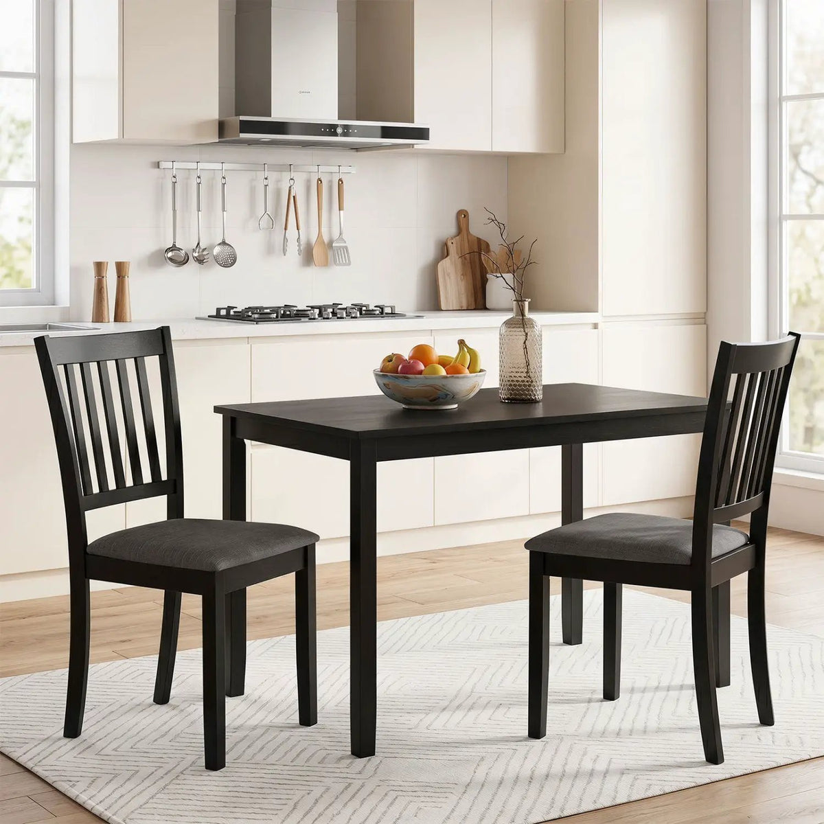 Upholstered Dining Chairs Set of 2 with Rubber Wood Frame, photo 2 of 16