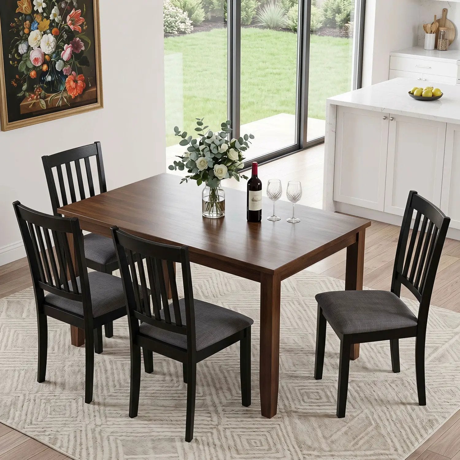 Upholstered Dining Chairs Set of 2 with Rubber Wood Frame by DirectDeals