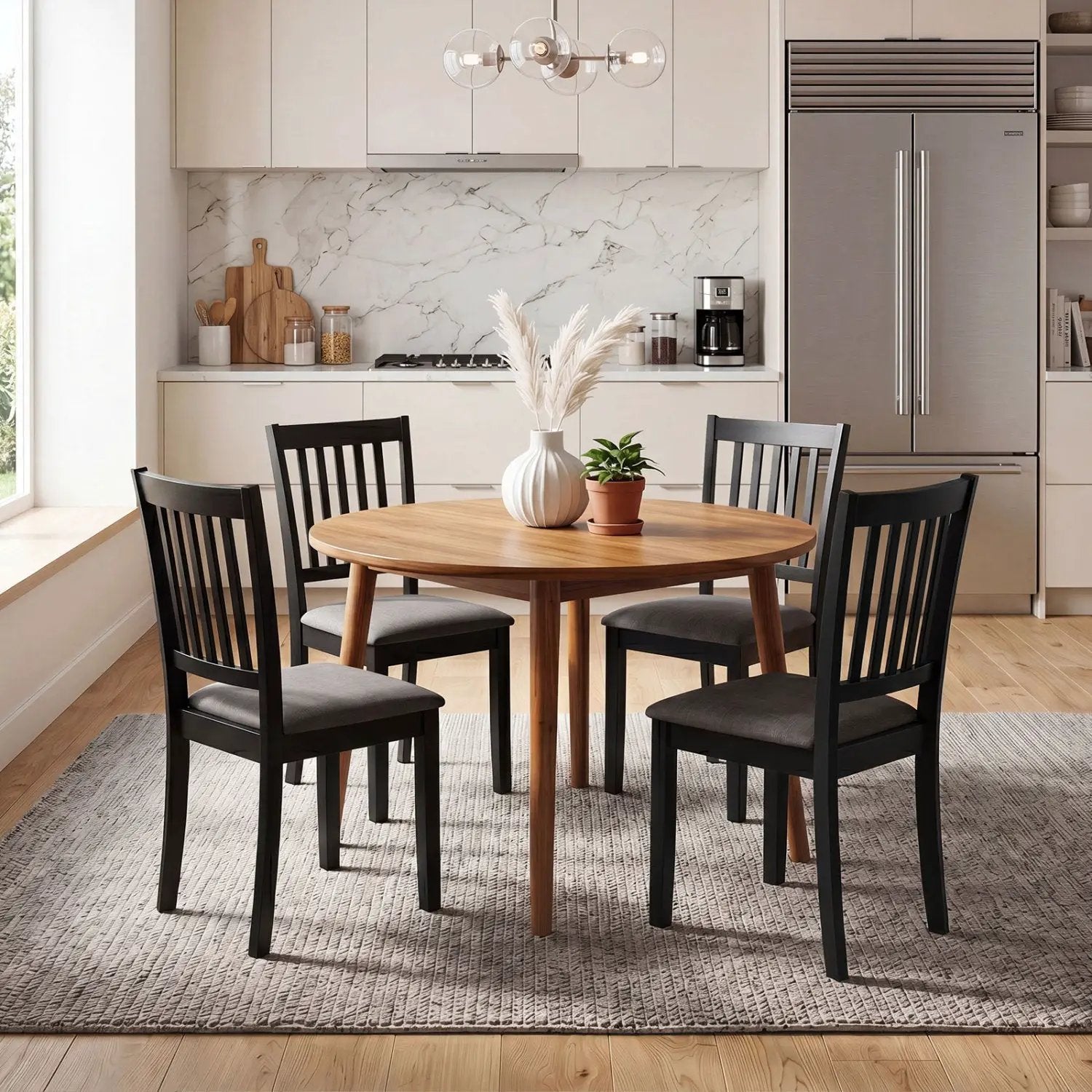 Upholstered Dining Chairs Set of 2 with Rubber Wood Frame by DirectDeals